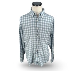 Faherty Brand Mens Everyday Shirt Large Pale Blue White Gingham Button Down